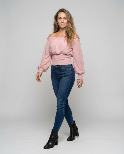 Damen Schulterfreies Kurz Carmen-Style - Norvielle