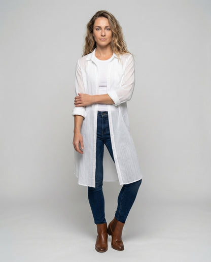 Damen Cardigan Lang Hemdjacke Luftig - Norvielle