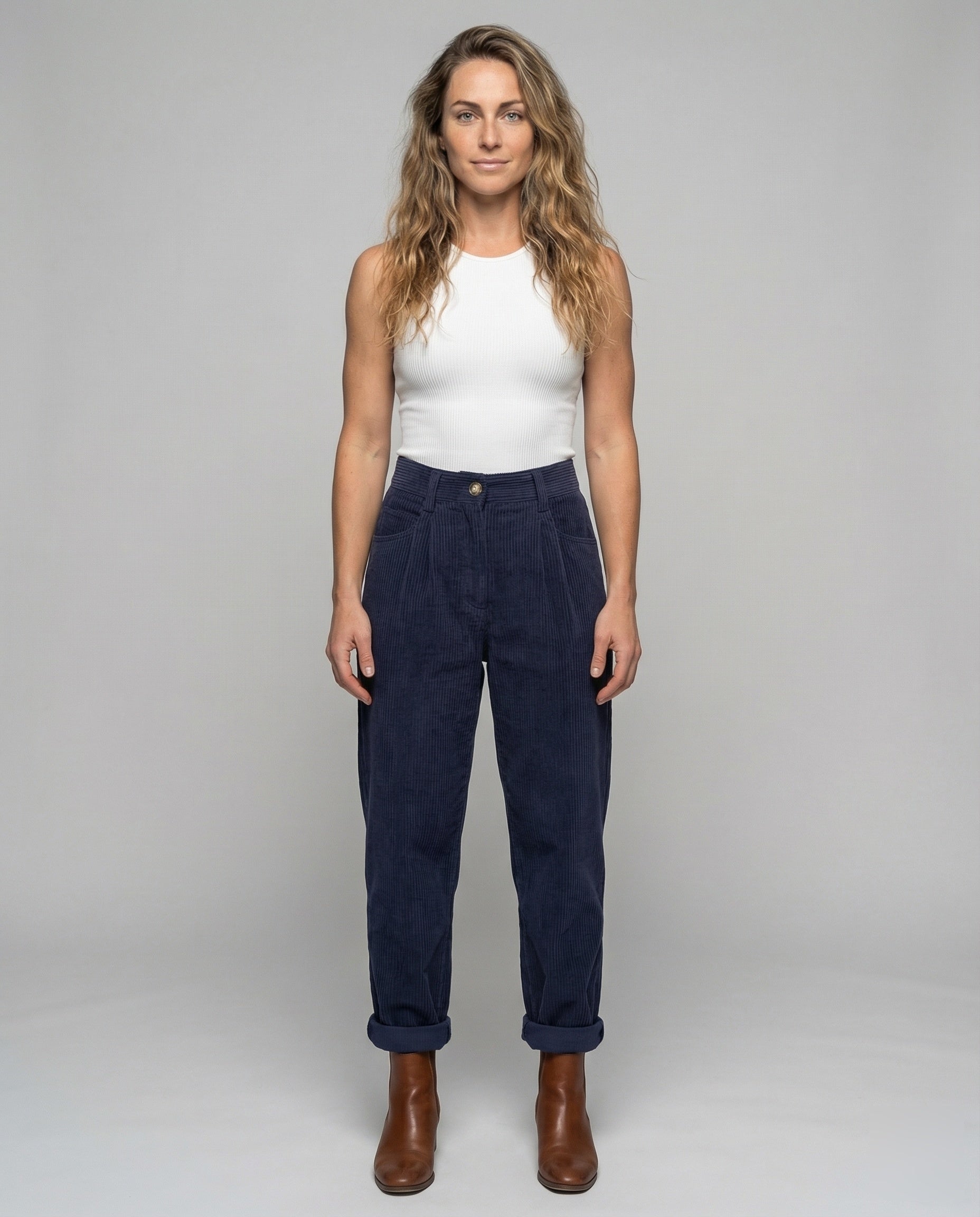 Damen Cordhose Hochtailliert Bequem - Norvielle