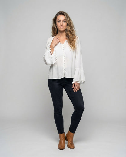 Damen Volantbluse Lässig Blumenmuster - Norvielle