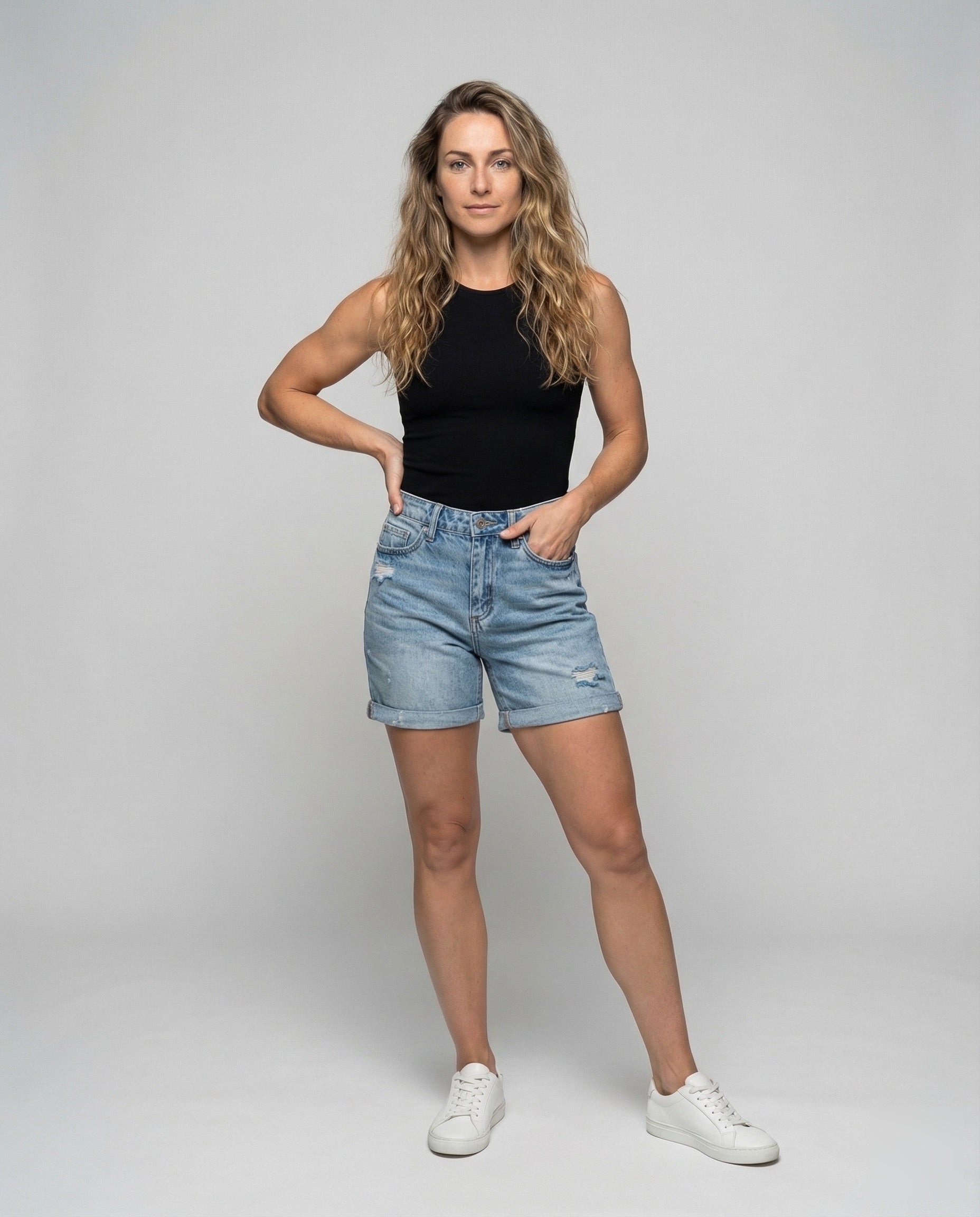 Damen Highwaist Jeans-Shorts - Norvielle