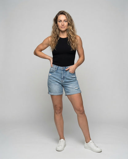 Damen Highwaist Jeans-Shorts - Norvielle