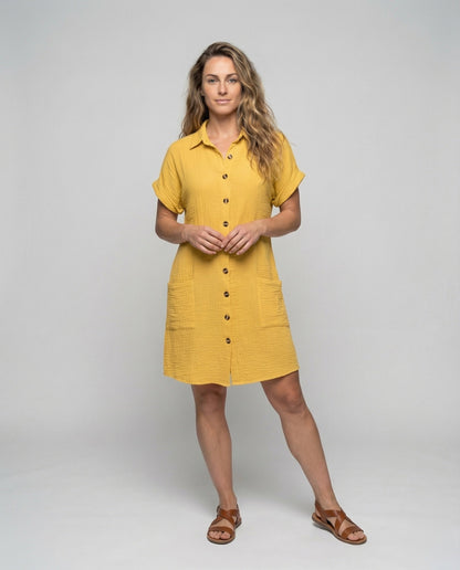 Damen Hemdkleid Musselin Leicht Blumenmuster - Norvielle