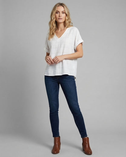 Damen Leinenbluse Weit Leinenmix Beige - Norvielle