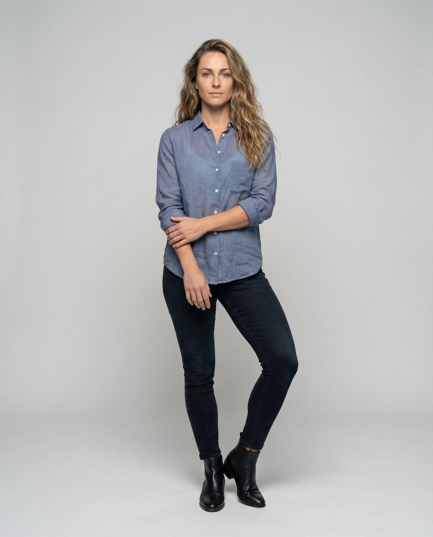 Damen Leinenbluse Leicht Gaze Optik Weiß - Norvielle