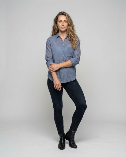 Damen Leinenbluse Leicht Gaze Optik Weiß - Norvielle