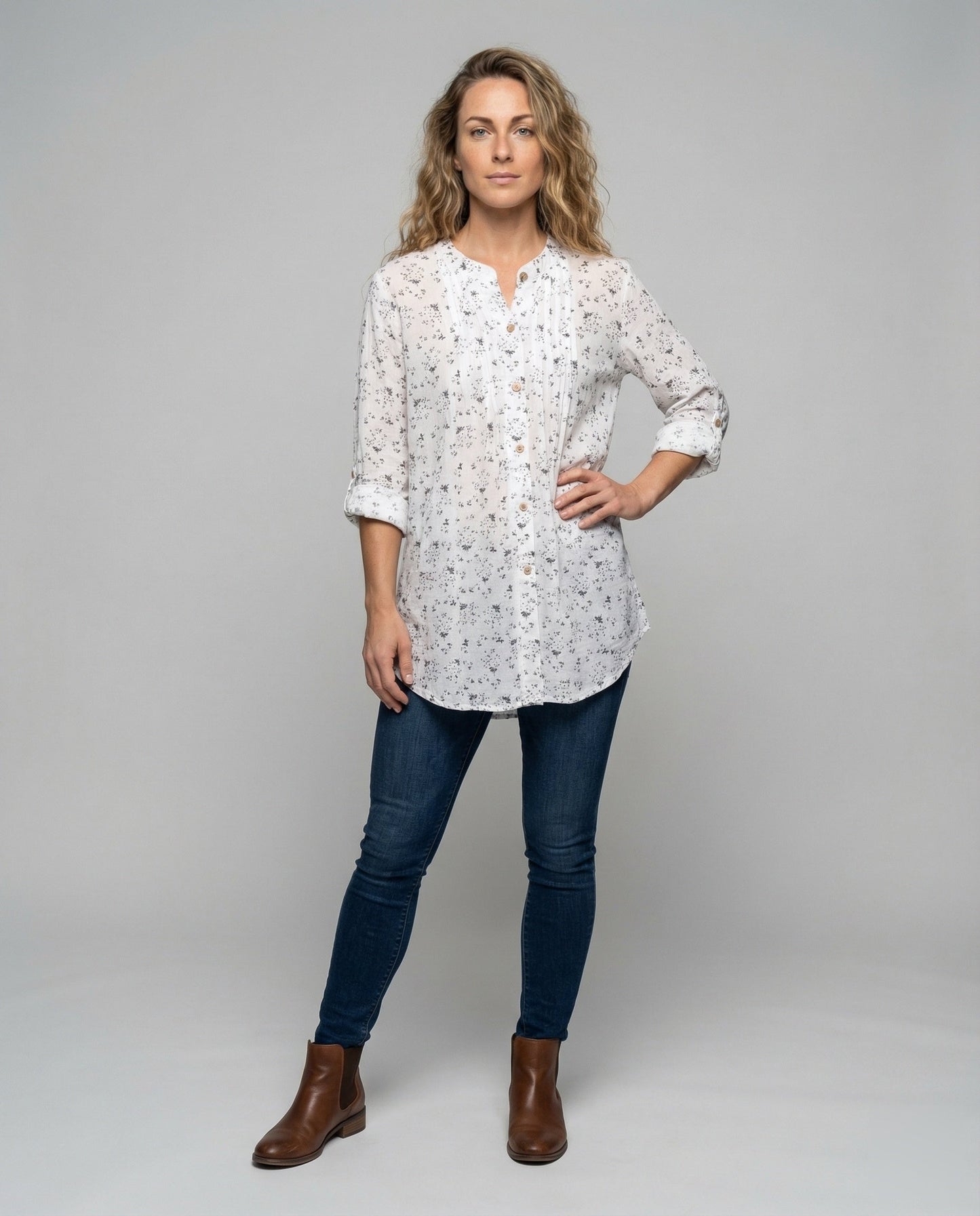 Damen Leinenoptik Bluse Leicht