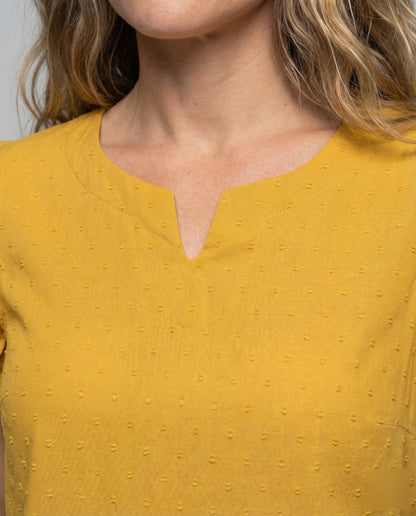 Damen Bluse Leicht Baumwoll-Leinen Strukturiert