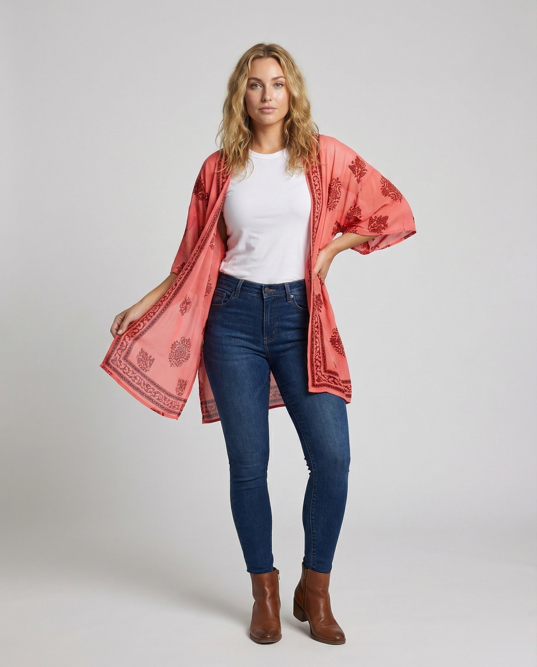 Damen Leichter Boho Kimono Cardigan - Norvielle