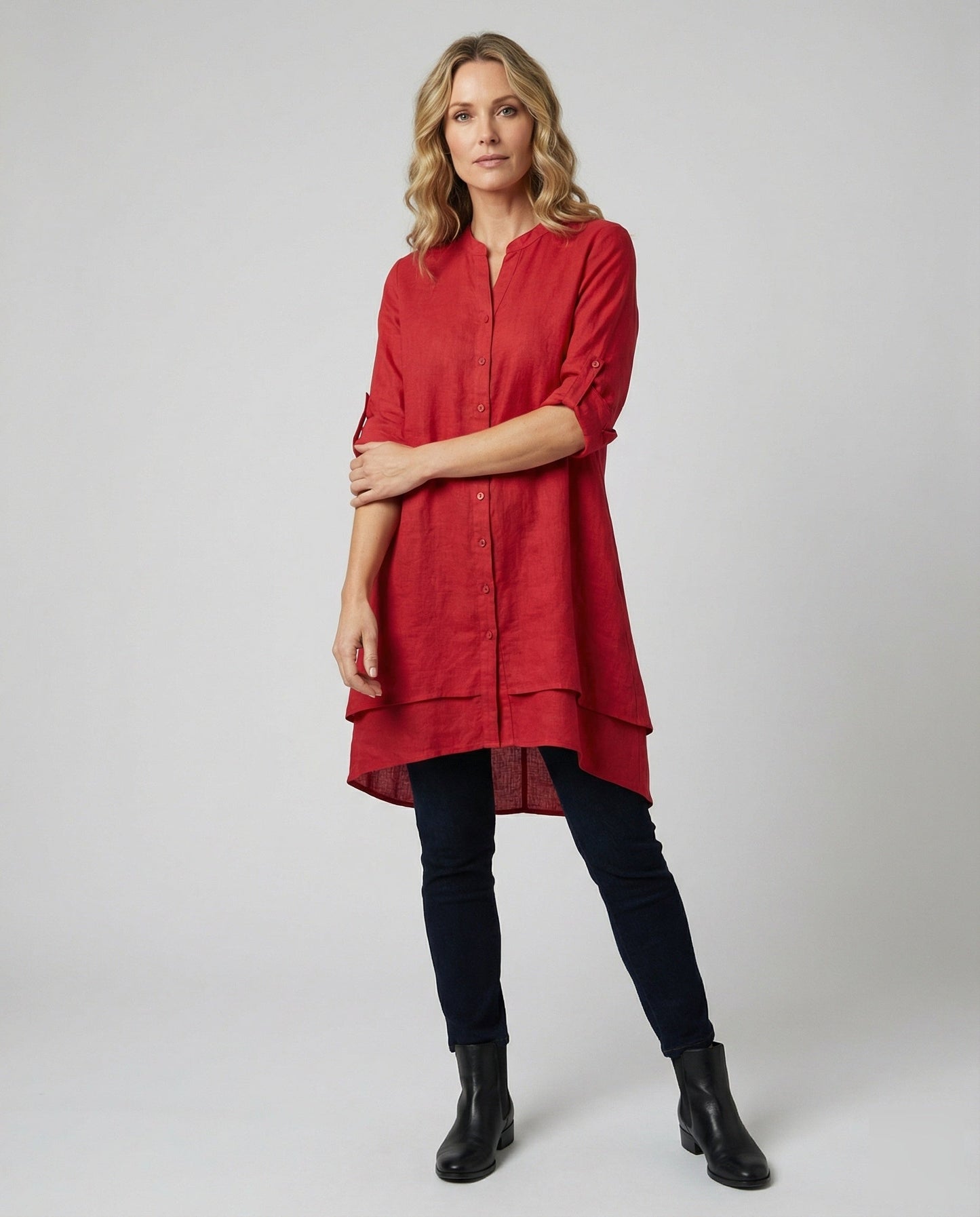 Damen Chiffon Bluse Bubikragen Doppellagiger Saum - Norvielle