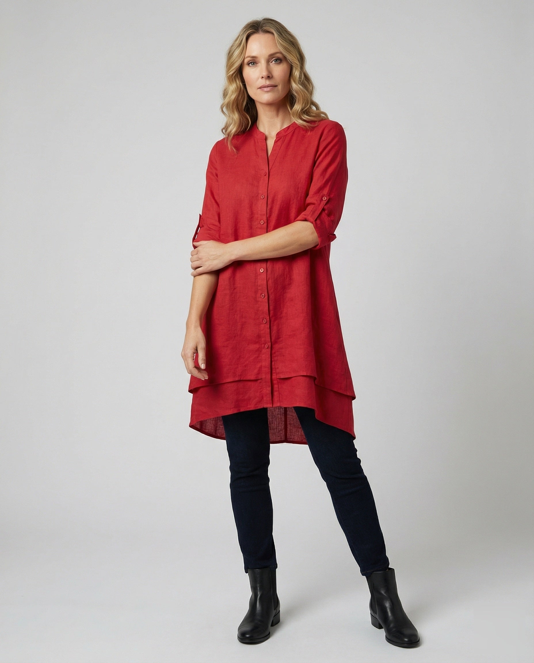Damen Chiffon Bluse Bubikragen Doppellagiger Saum - Norvielle