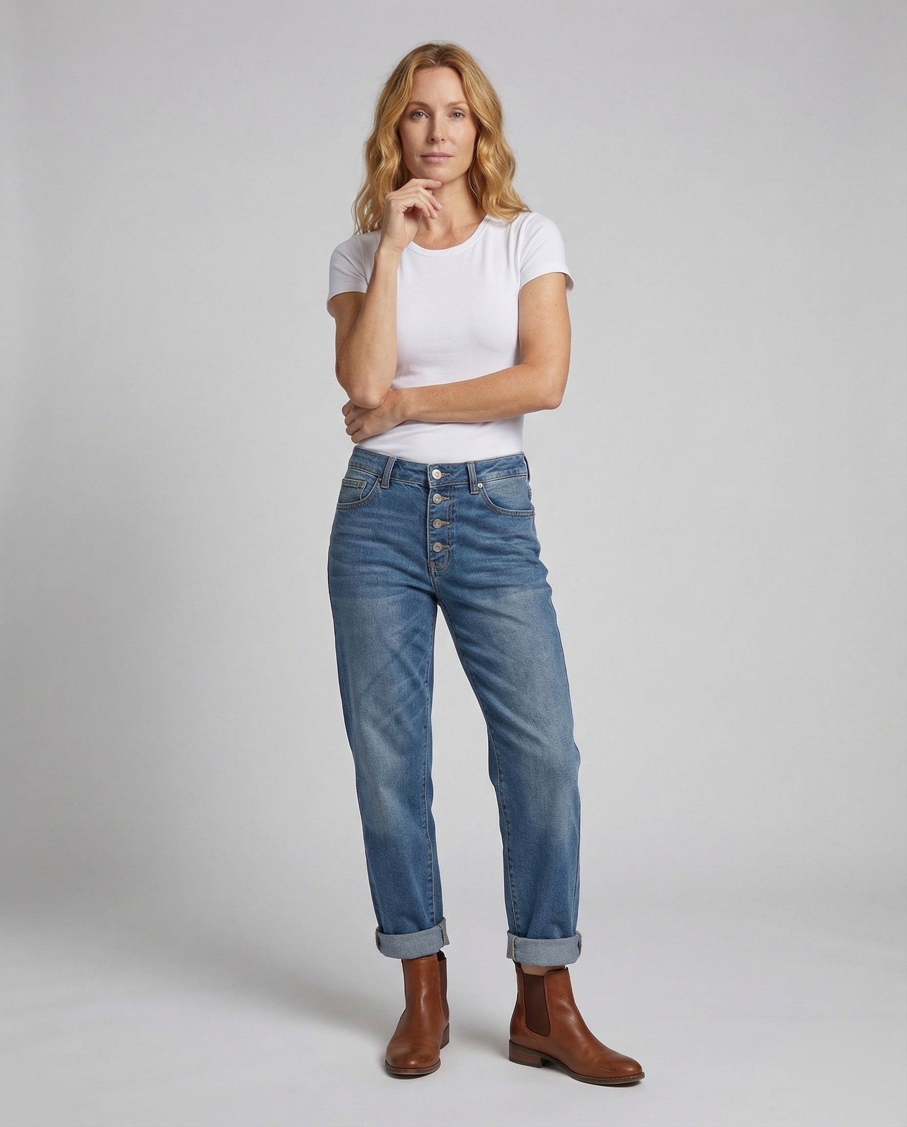 Damen Jeans-Jumpsuit Tailliert Weites Bein - Norvielle