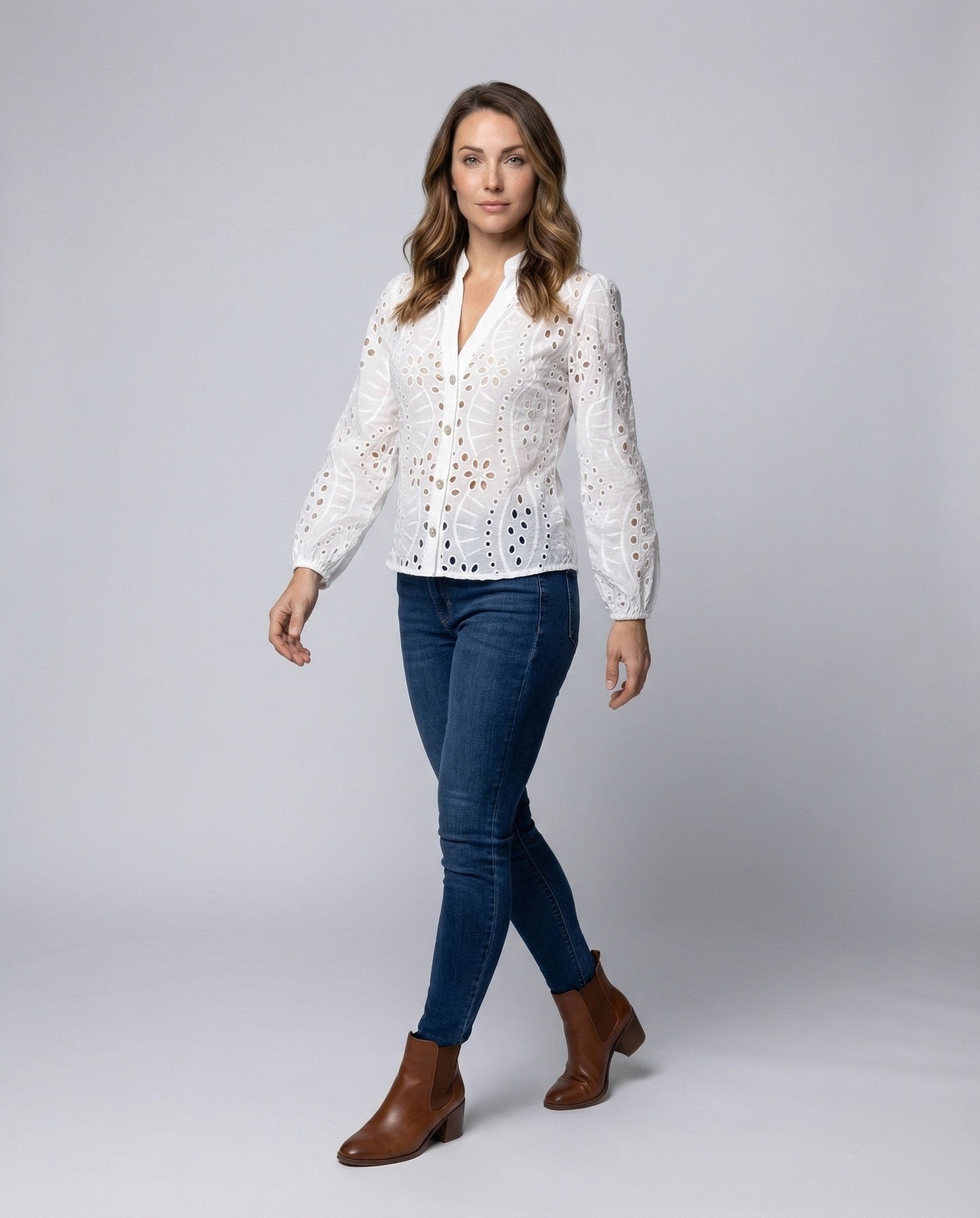 Damen Stretch-Jeans Used-Effekt Hüftpassform Schwarz - Norvielle