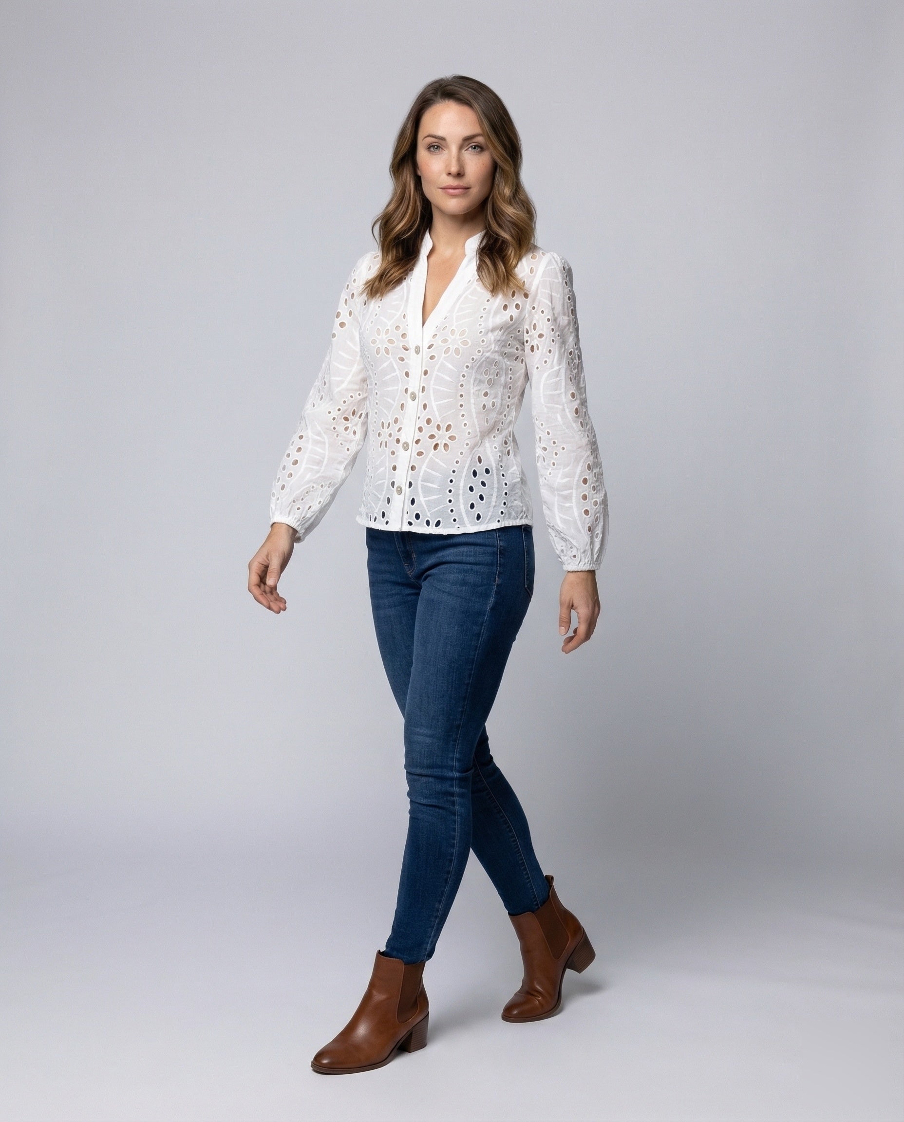 Damen Stretch-Jeans Used-Effekt Hüftpassform Schwarz - Norvielle