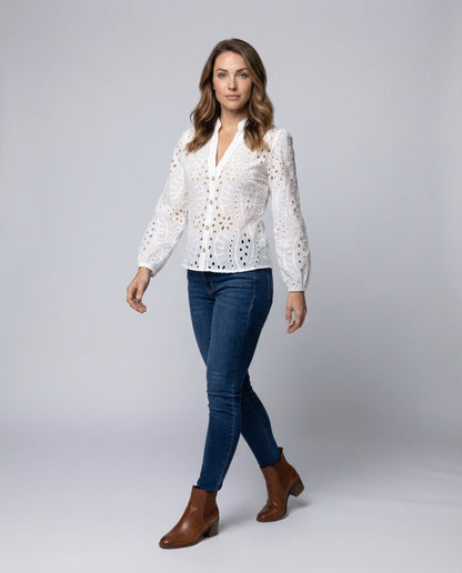 Damen Stretch-Jeans Used-Effekt Hüftpassform Schwarz - Norvielle