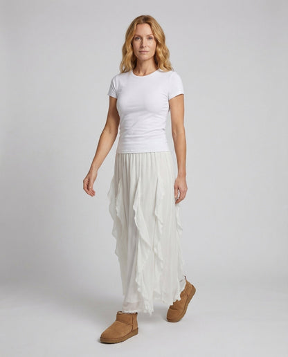 Damen Relaxhose Breiter Bund Konturiert Schwarz - Norvielle