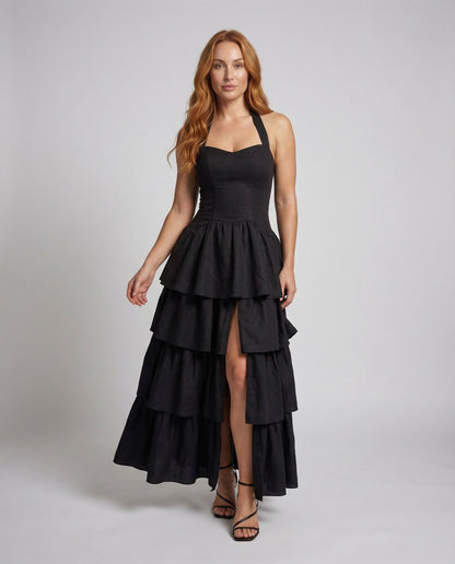 Damen Abendkleid Voluminöser Faltenrock Wiener Nähte - Norvielle