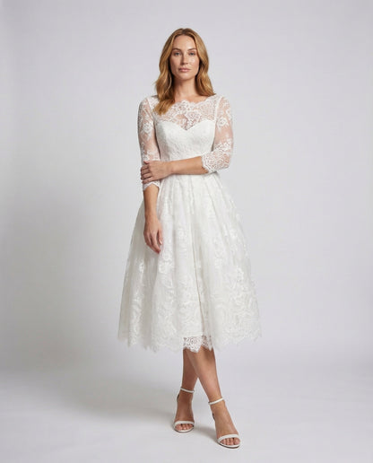 Damen Hemdbluse Broderie Anglaise Ballonärmel Weiss - Norvielle