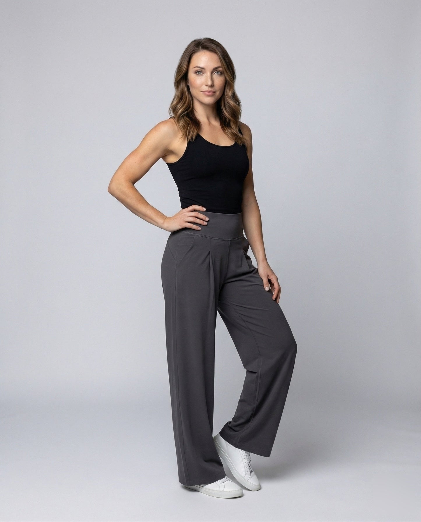 Damen Palazzo-Hose Leinenoptik Knöchellang - Norvielle