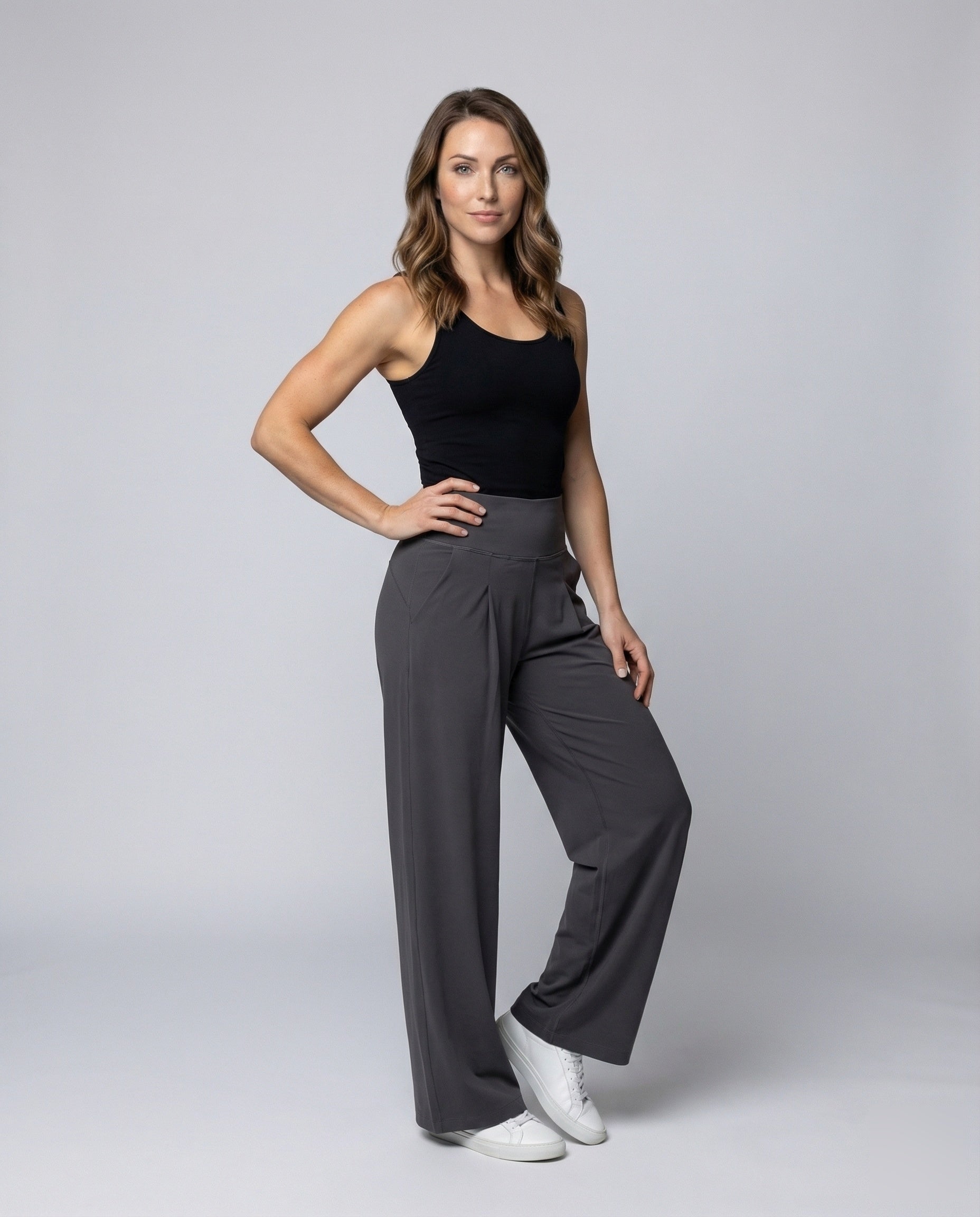 Damen Palazzo-Hose Leinenoptik Knöchellang - Norvielle