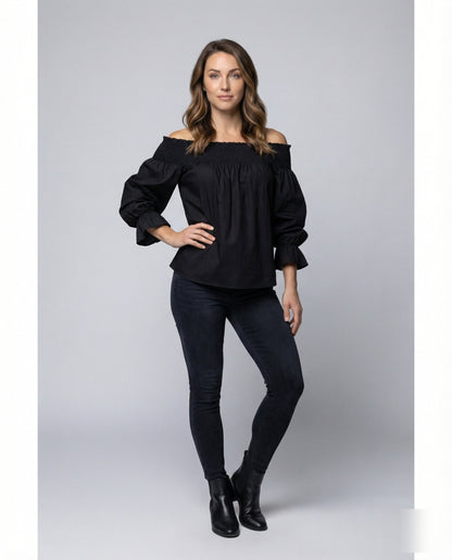 Damen Leinenmix Hemdblusenkleid Lang - Norvielle
