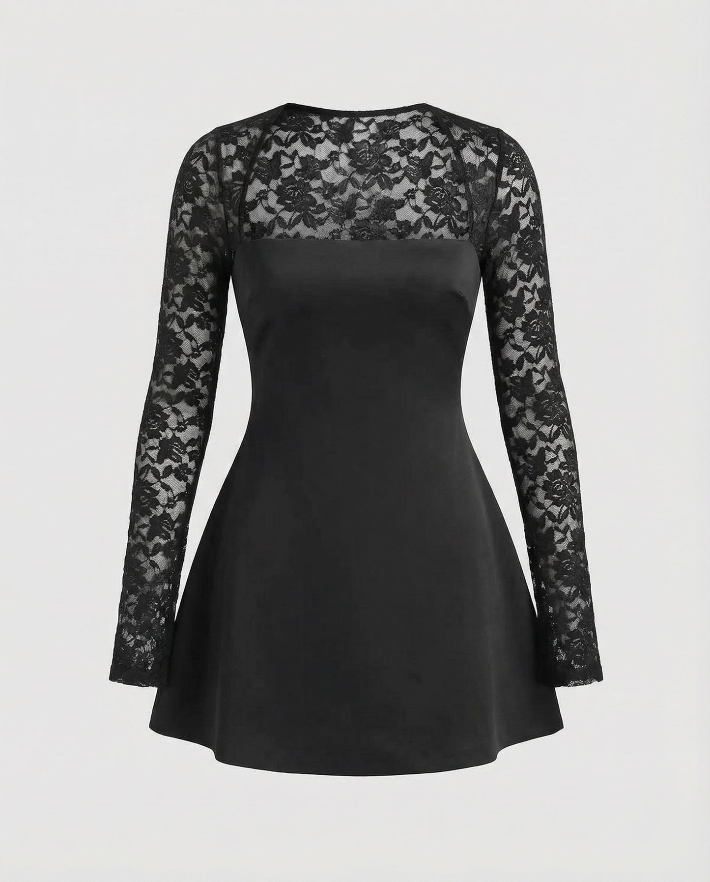 Damen Trägerloses Minikleid Spitzenärmel