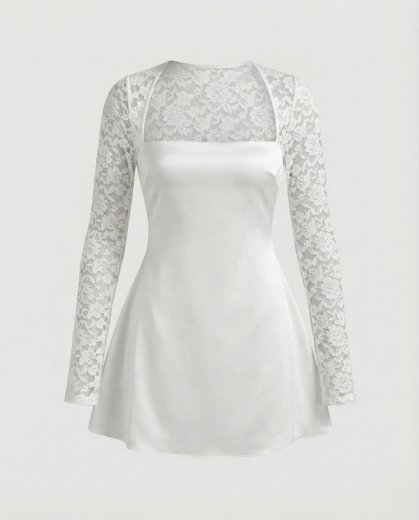 Damen Trägerloses Minikleid Spitzenärmel