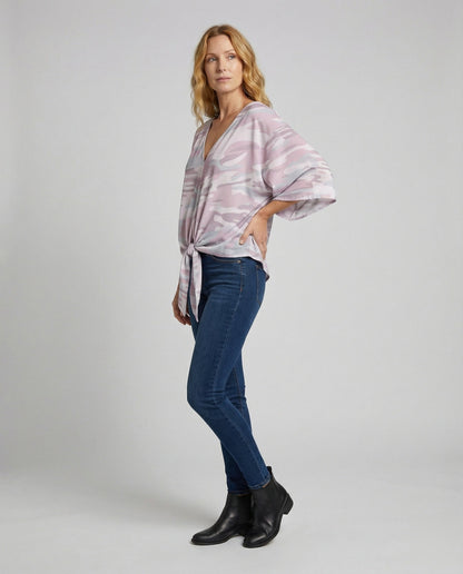 Damen Bluse V-Ausschnitt Kimonoärmel Floral - Norvielle