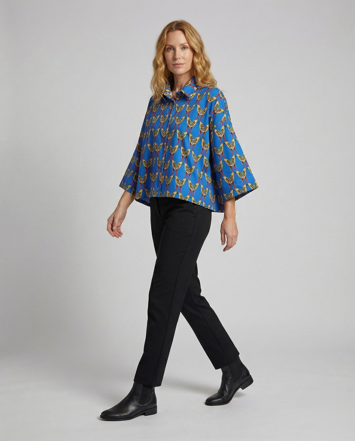 Damen Box-Bluse Allover-Print Weite Passform - Norvielle