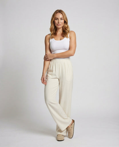 Damen Fleece-Loungehose Teddy-Futter Weiß - Norvielle