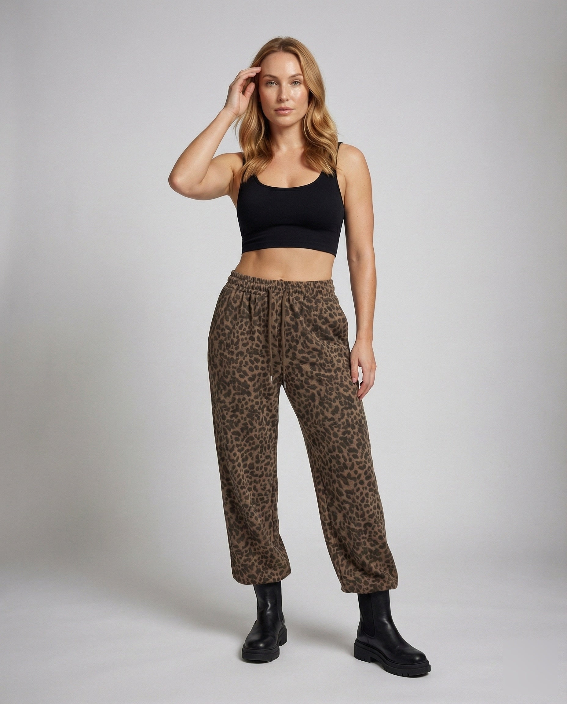 Damen Palazzo Jogginghose Leopardenprint - Norvielle
