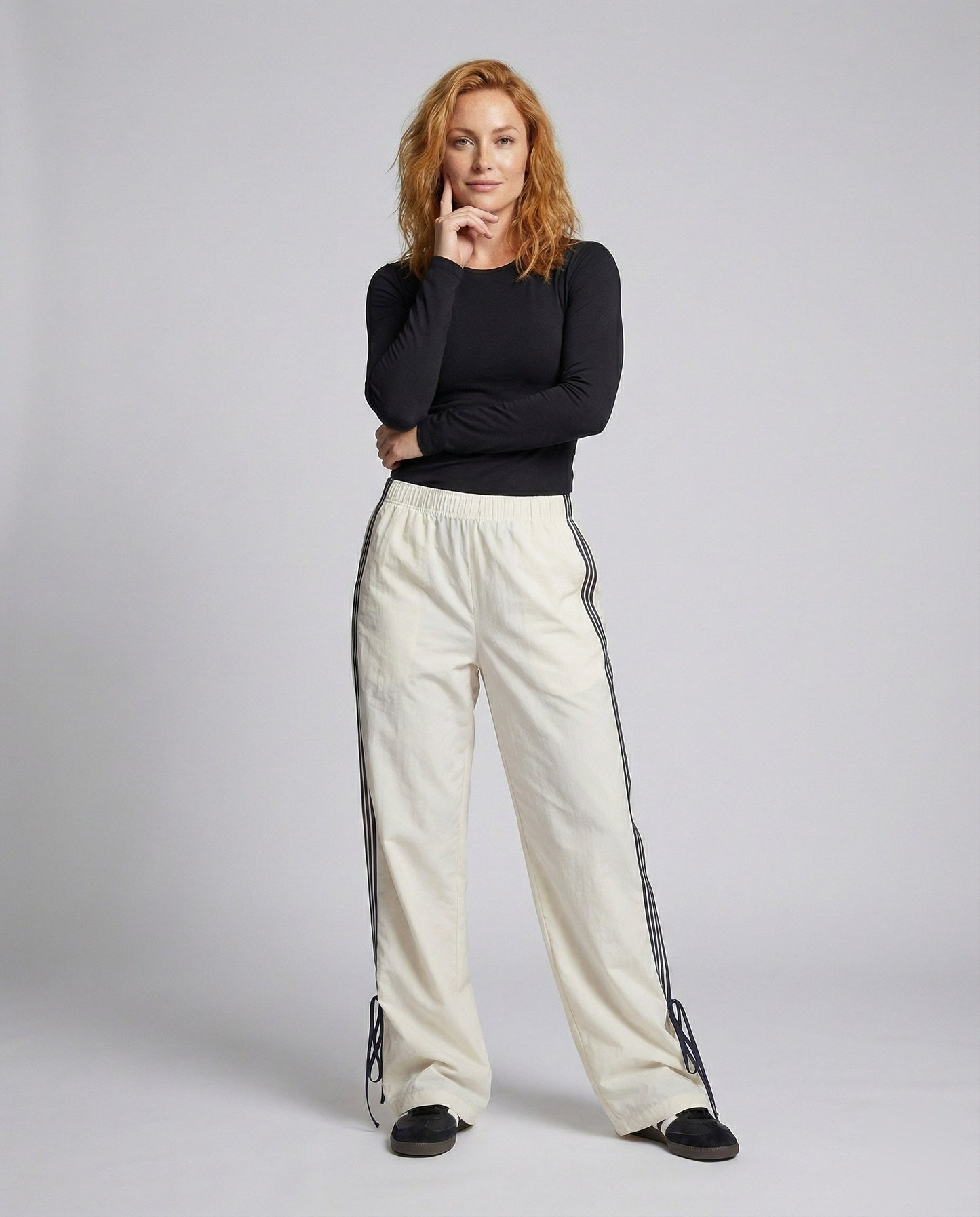 Damen Weite Laufhose Schnürsaum Bequem Schwarz - Norvielle