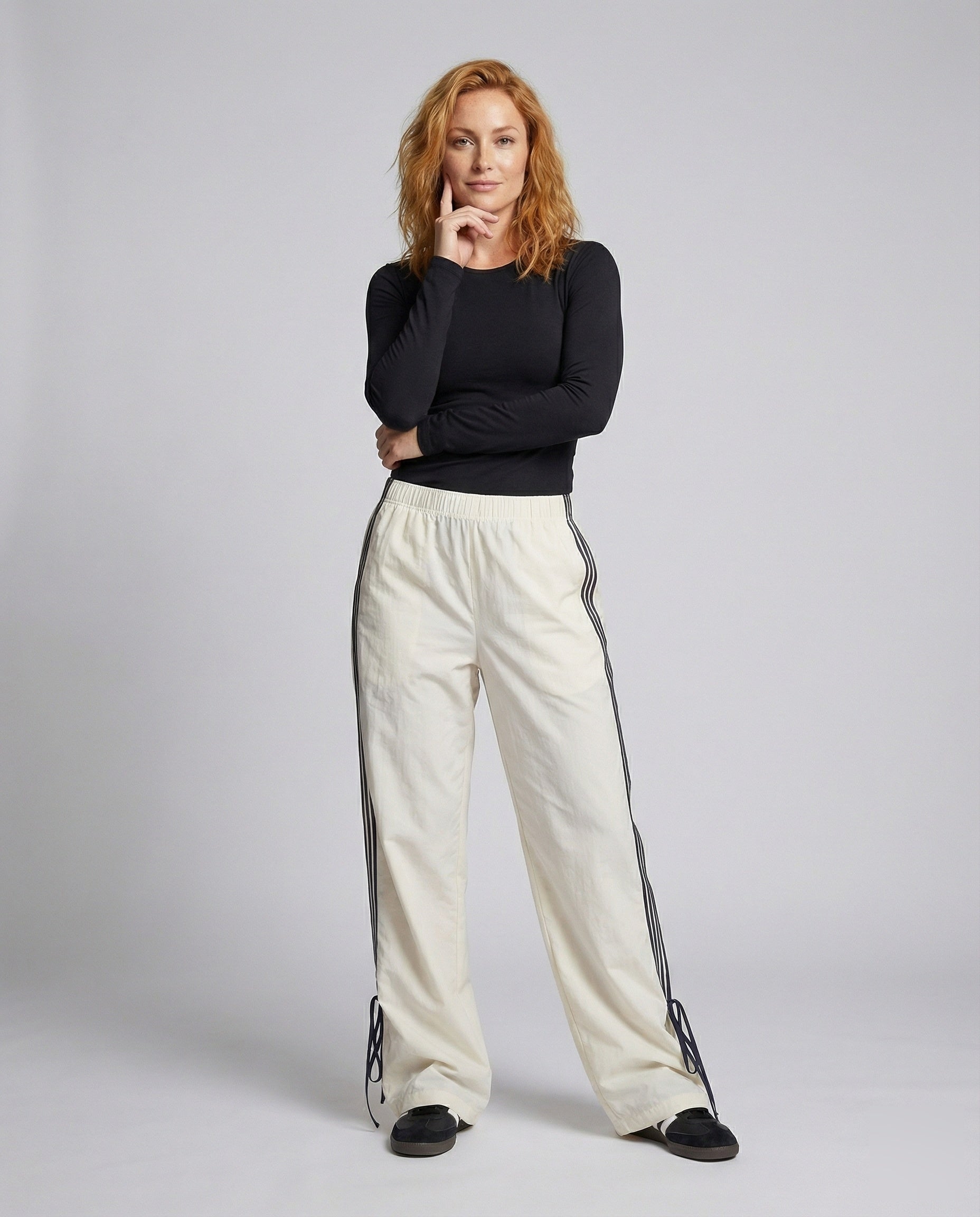 Damen Weite Laufhose Schnürsaum Bequem Schwarz - Norvielle