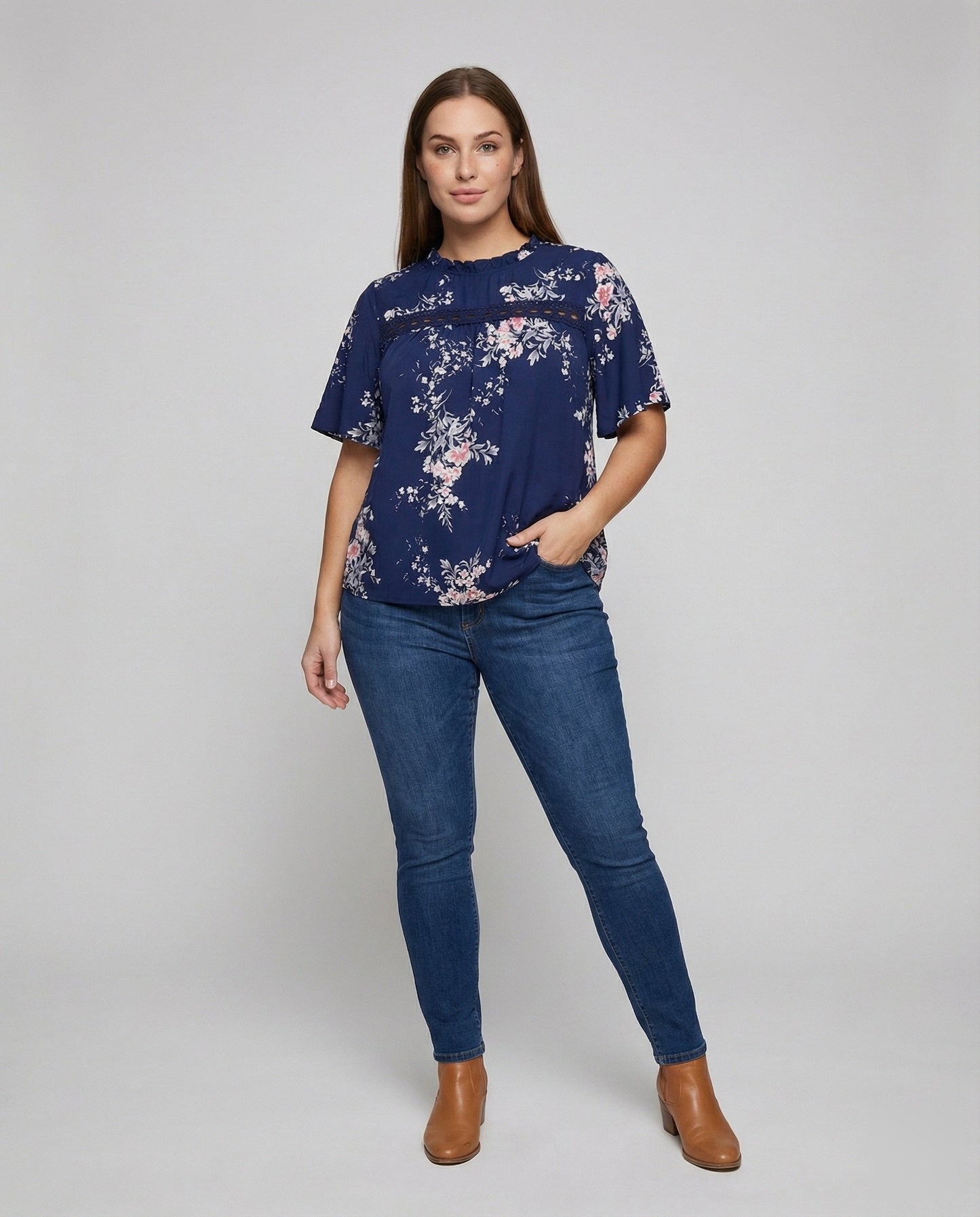 Damen Tunika-Bluse Spitze Weiß - Norvielle