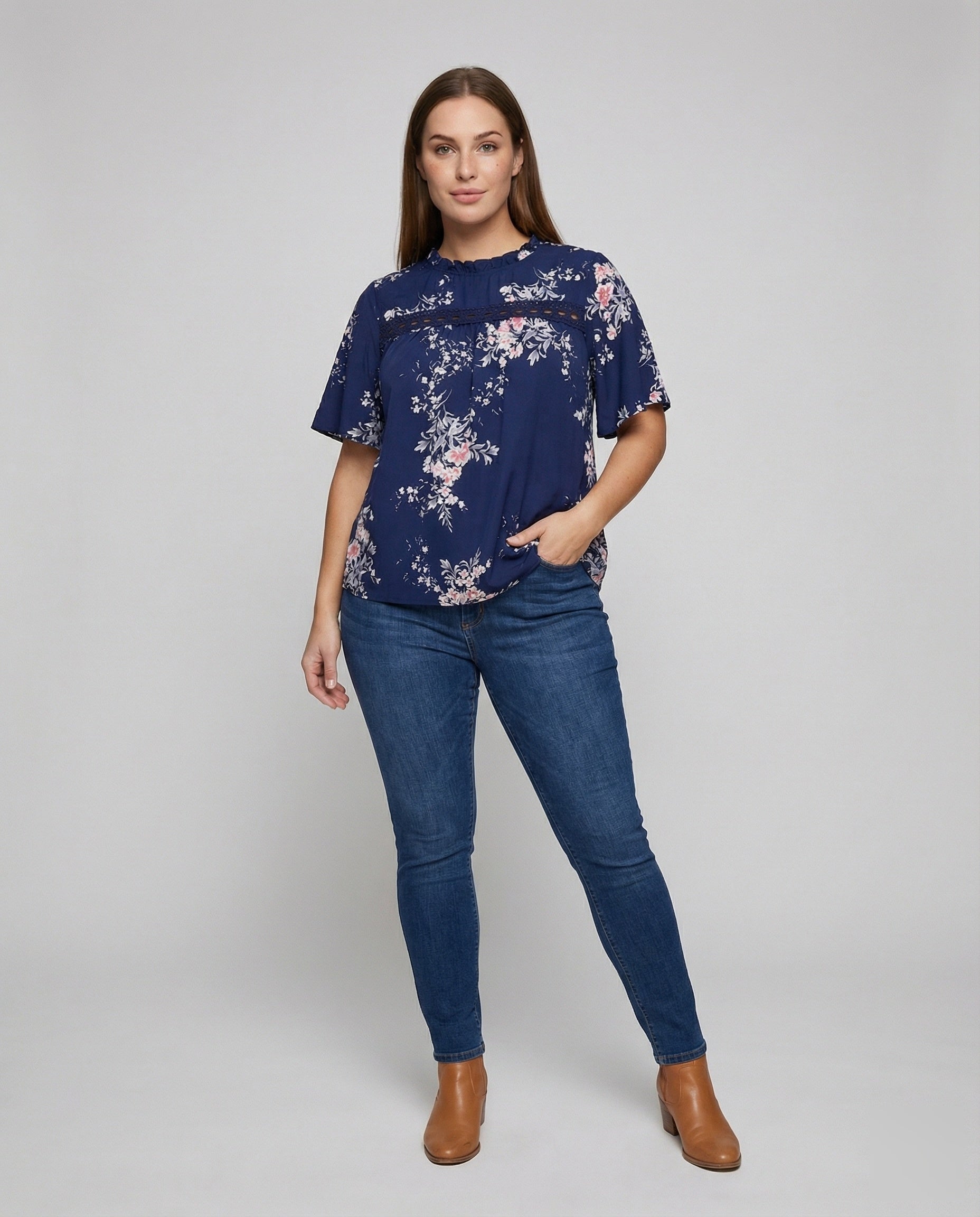 Damen Tunika-Bluse Spitze Weiß - Norvielle