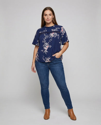 Damen Tunika-Bluse Spitze Weiß - Norvielle