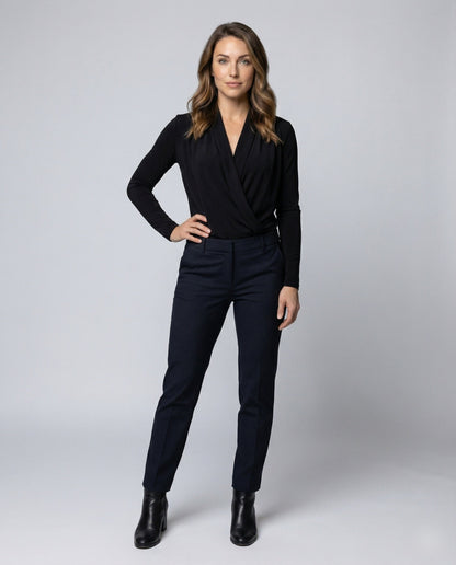 Damen Wickelbluse Wasserfalldrapierung