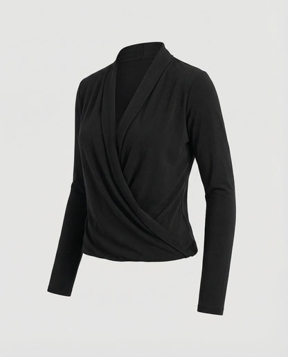 Damen Wickelbluse Wasserfalldrapierung