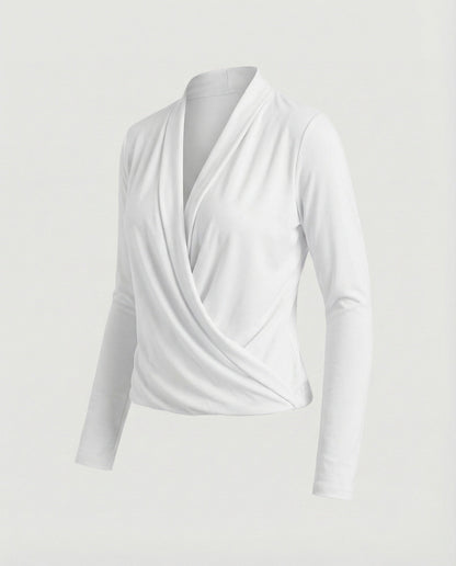 Damen Wickelbluse Wasserfalldrapierung
