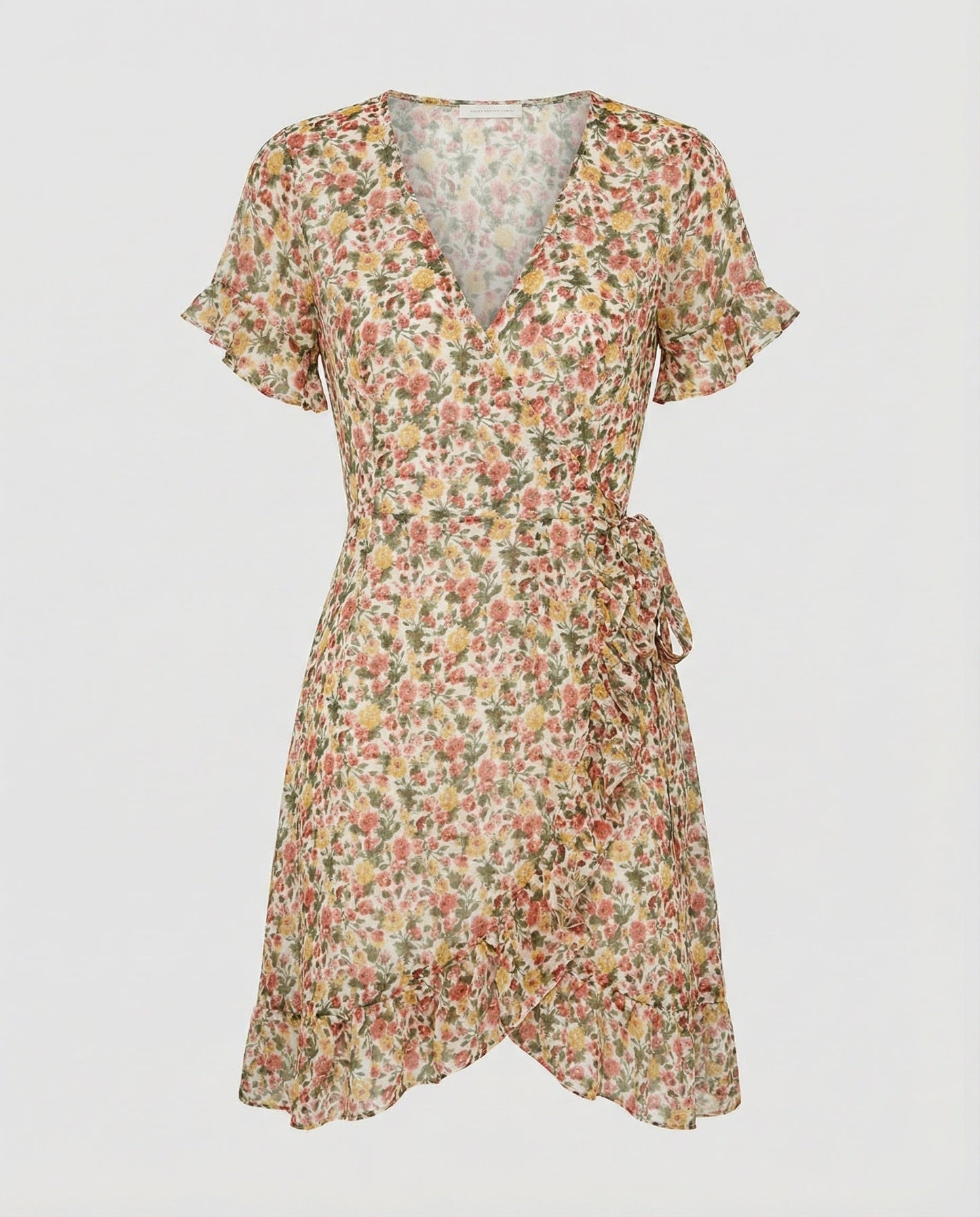 Damen Wickelkleid Asymmetrischer Rüschensaum - Norvielle