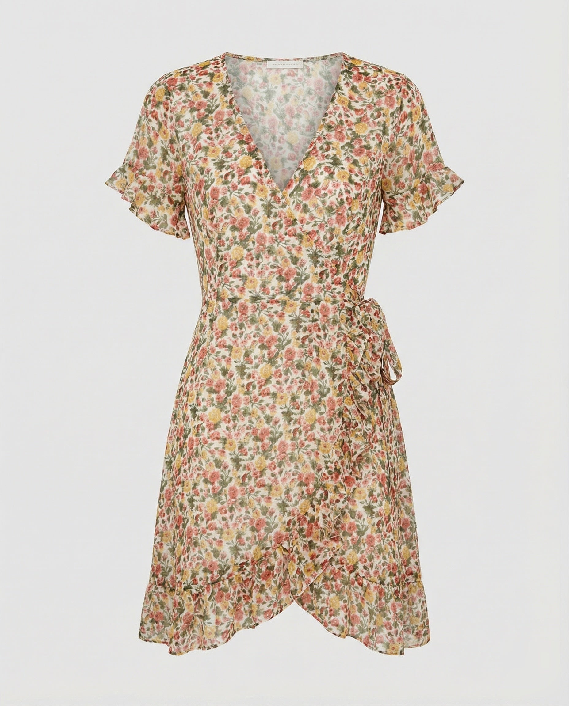 Damen Wickelkleid Asymmetrischer Rüschensaum - Norvielle
