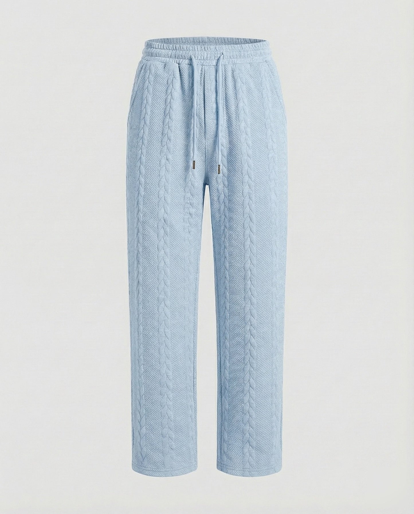 Damen Zopfstrick Loungehose Tunnelzug Grau