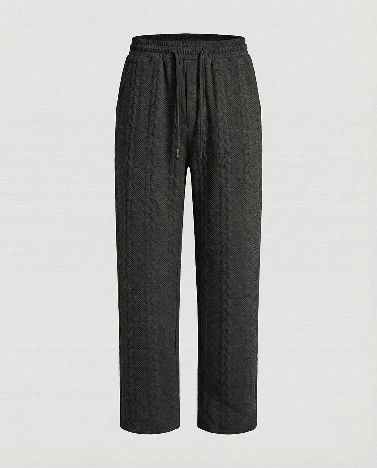 Damen Zopfstrick Loungehose Tunnelzug Grau