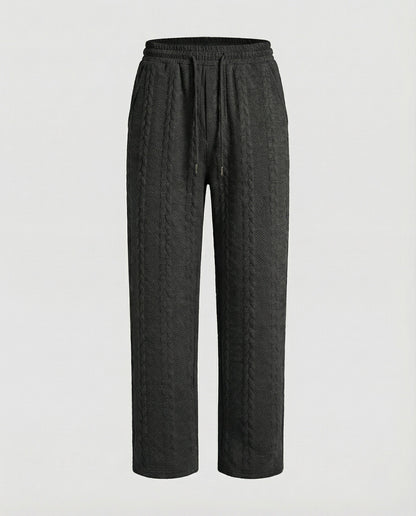 Damen Zopfstrick Loungehose Tunnelzug Grau