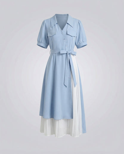 Damen Hemdkleid 2-lagig Plissierter Unterrock - Norvielle