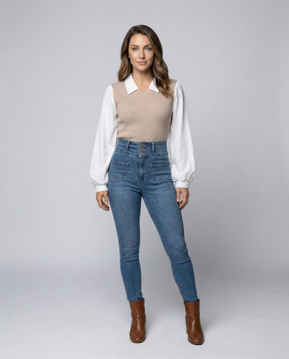 Damen Zwei-Teil-Lagenlook-Set Pullover-Set - Norvielle