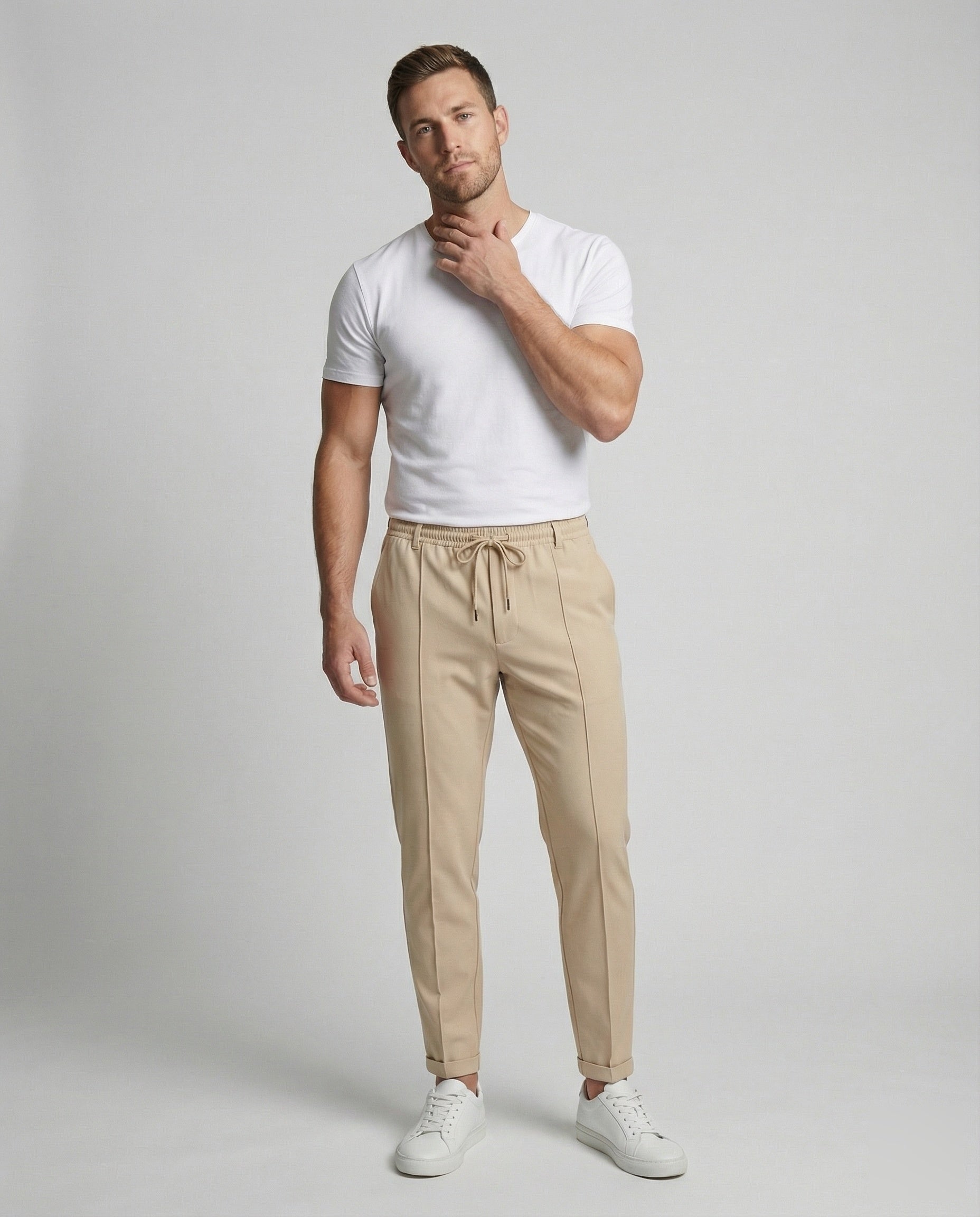 Herren Chino-Hose Gerade Geschnitten Beige - Norvielle