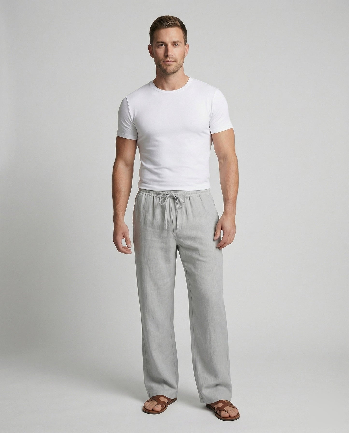 Herren Leinenhose Loungehose Beige Zen-Stil - Norvielle