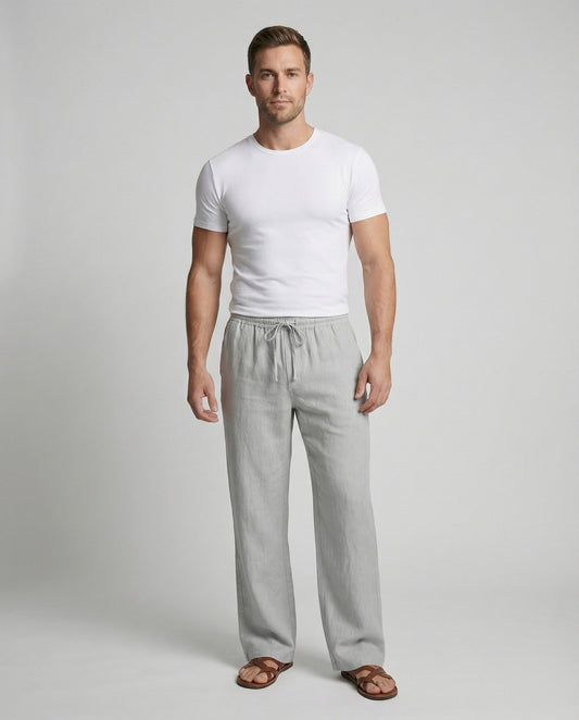 Herren Leinenhose Loungehose Beige Zen-Stil - Norvielle