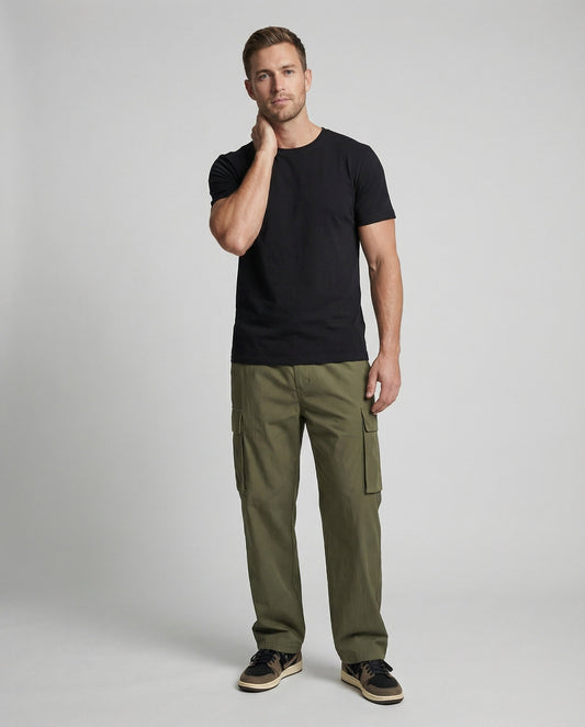 Herren Cargohose Oversize Baumwolle Beige - Norvielle